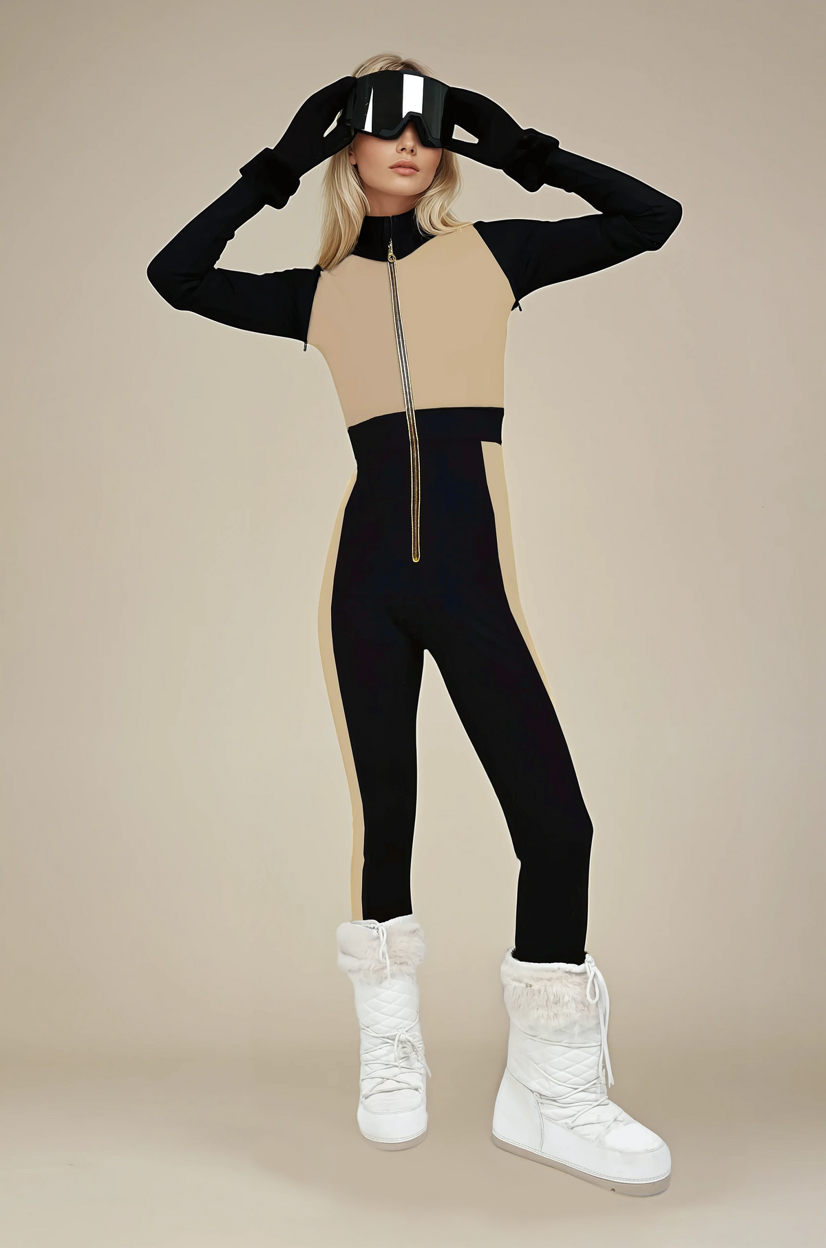 Aosta Snow Suit in black and cream